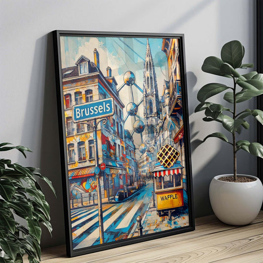 Brussels Art Print - Belgium Travel Poster, European Wall Art, Housewarming Gift, Brussels Cityscape Decor, Unique Belgium Artwork