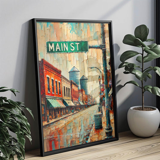 Main Street Wall Art Wichita Print | City Travel Souvenir | Kansas Painting | Downtown Street Sign Art | Home Decor Gift | Unframed/Framed