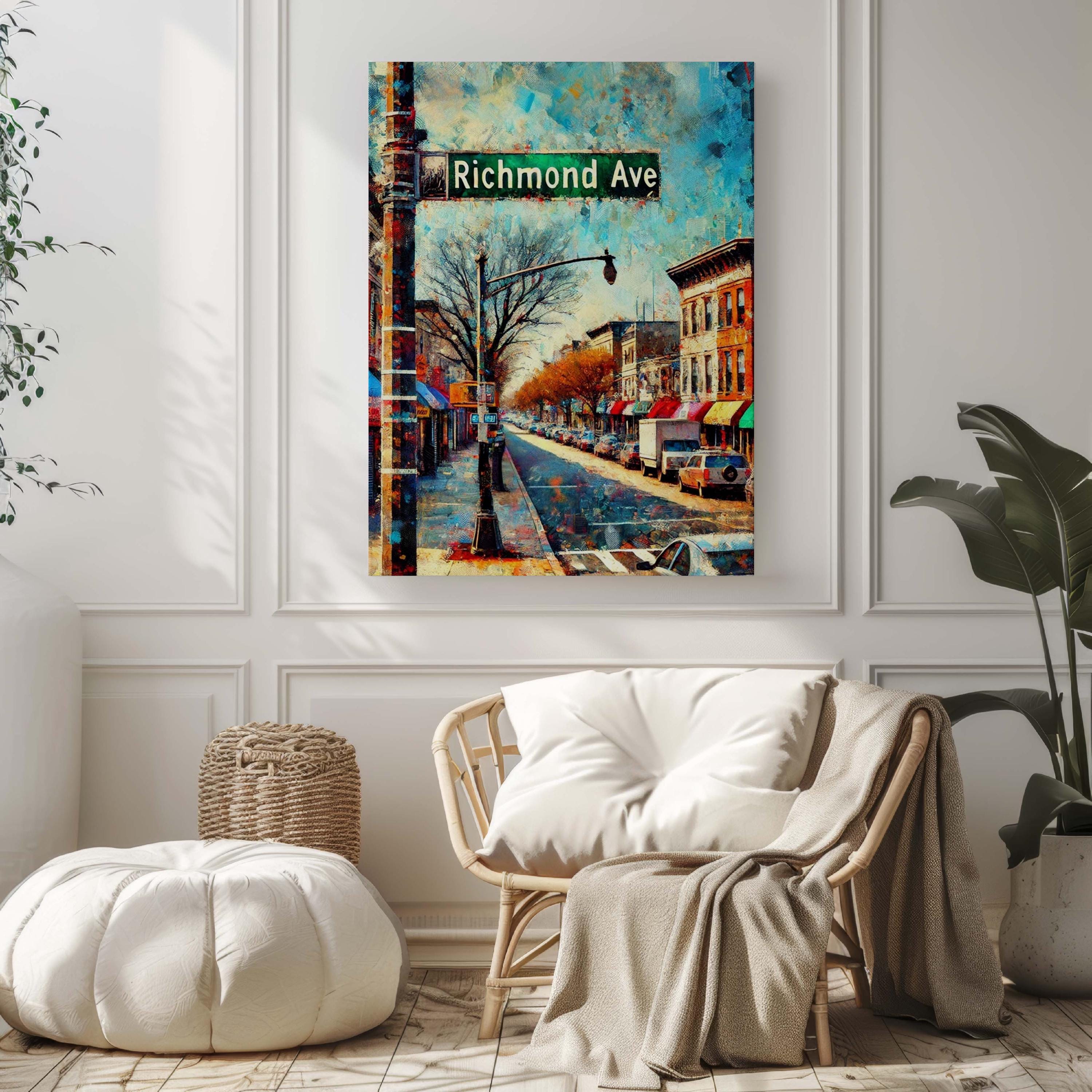 Richmond Ave Print Staten Island Art Travel Poster NYC Wall Art Housewarming Gift Unique Travel Print