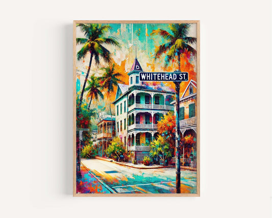Whitehead St Print - Key West Wall Art, Florida Travel Poster, Coastal Decor, Housewarming & Florida Gift, Vacation Home Artwork