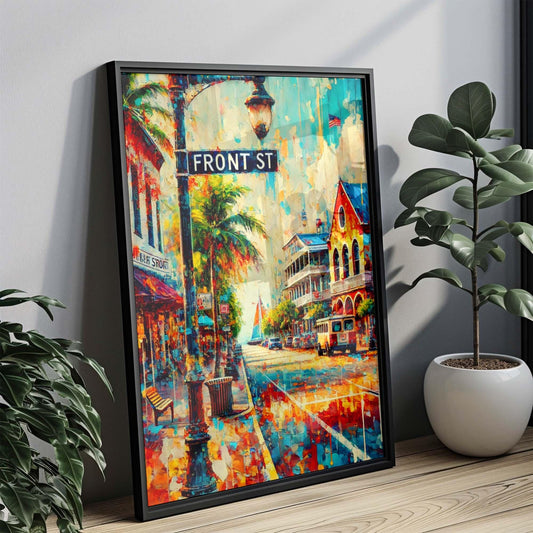 Front St Print Key West Wall Art, Florida Travel Poster, Coastal Home Decor, Housewarming & Florida Gift, Beach Vibes Artwork