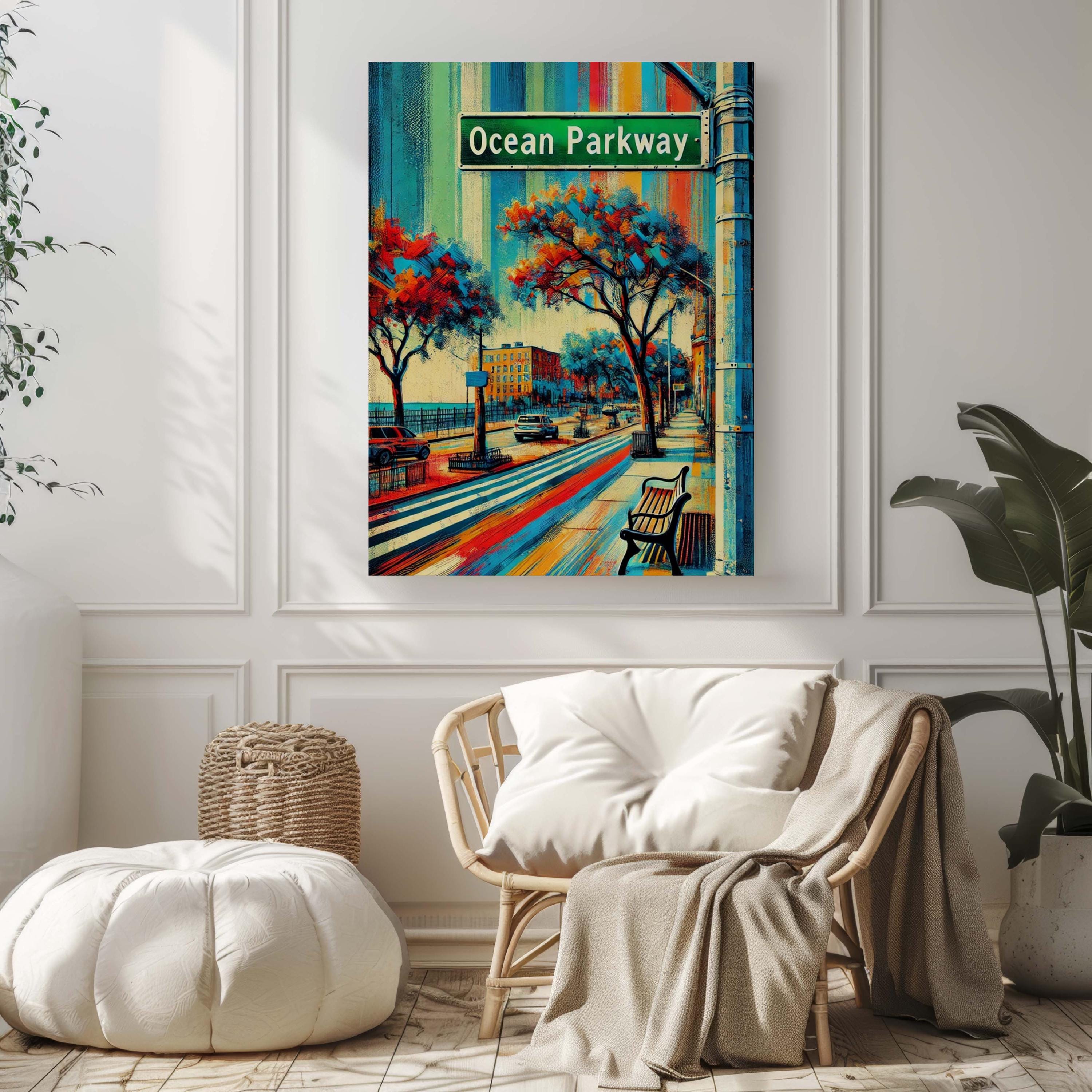 Ocean Parkway Modern Print - Brooklyn, New York, USA