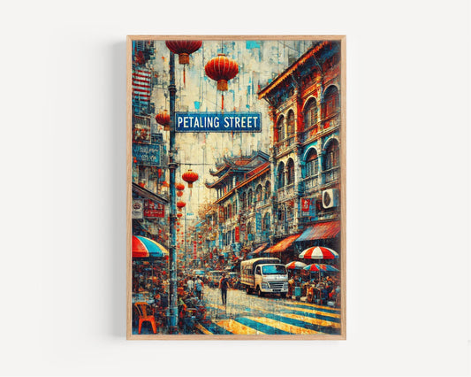 Petaling Street Wall Art Print, Kuala Lumpur Travel Poster, Malaysia Gift & Housewarming Decor, Petaling St Illustration
