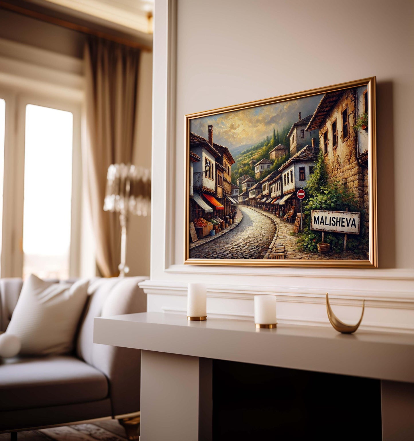 Malisheva Art Travel Poster Print – Kosovo City Wall Art, Europe Gift, Housewarming Decor, Malisheva Map Illustration, Travel Home Accent
