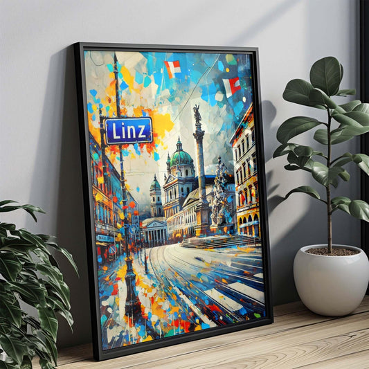 Linz Art Travel Print - Austria Wall Art, European City Poster, Housewarming Gift, Linz Home Decor, Austria Artwork