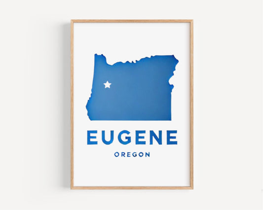 Eugene Wall Art Print - Oregon Travel Decor, Housewarming & College Gift, Unique OR Souvenir Home Decoration