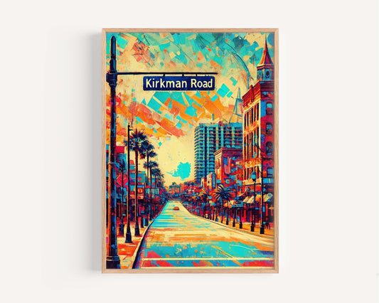 Kirkman Road Print – Orlando Wall Art, Florida Travel Poster, Travel Print Gift, Housewarming Decor, Florida Art for Home & Office