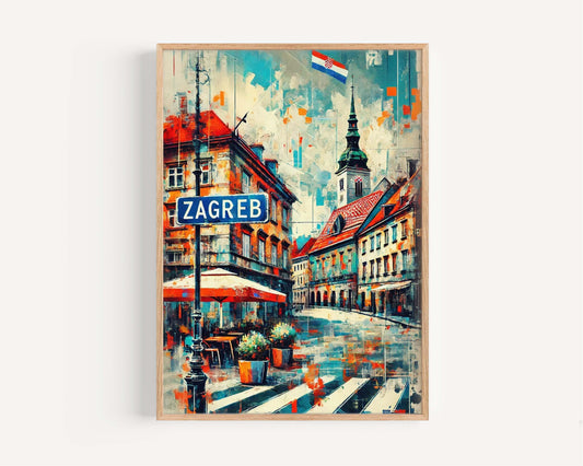 Zagreb Art Print - Croatian City Wall Decor, Travel Poster & Housewarming Gift, European Artwork for Home or Office