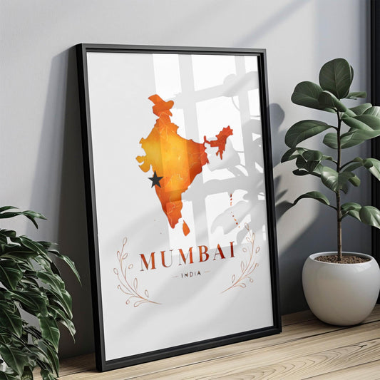 India Mumbai Wall Art Print – Travel Decor & Housewarming Gift, India Map Poster, Stylish Home Wall Artwork