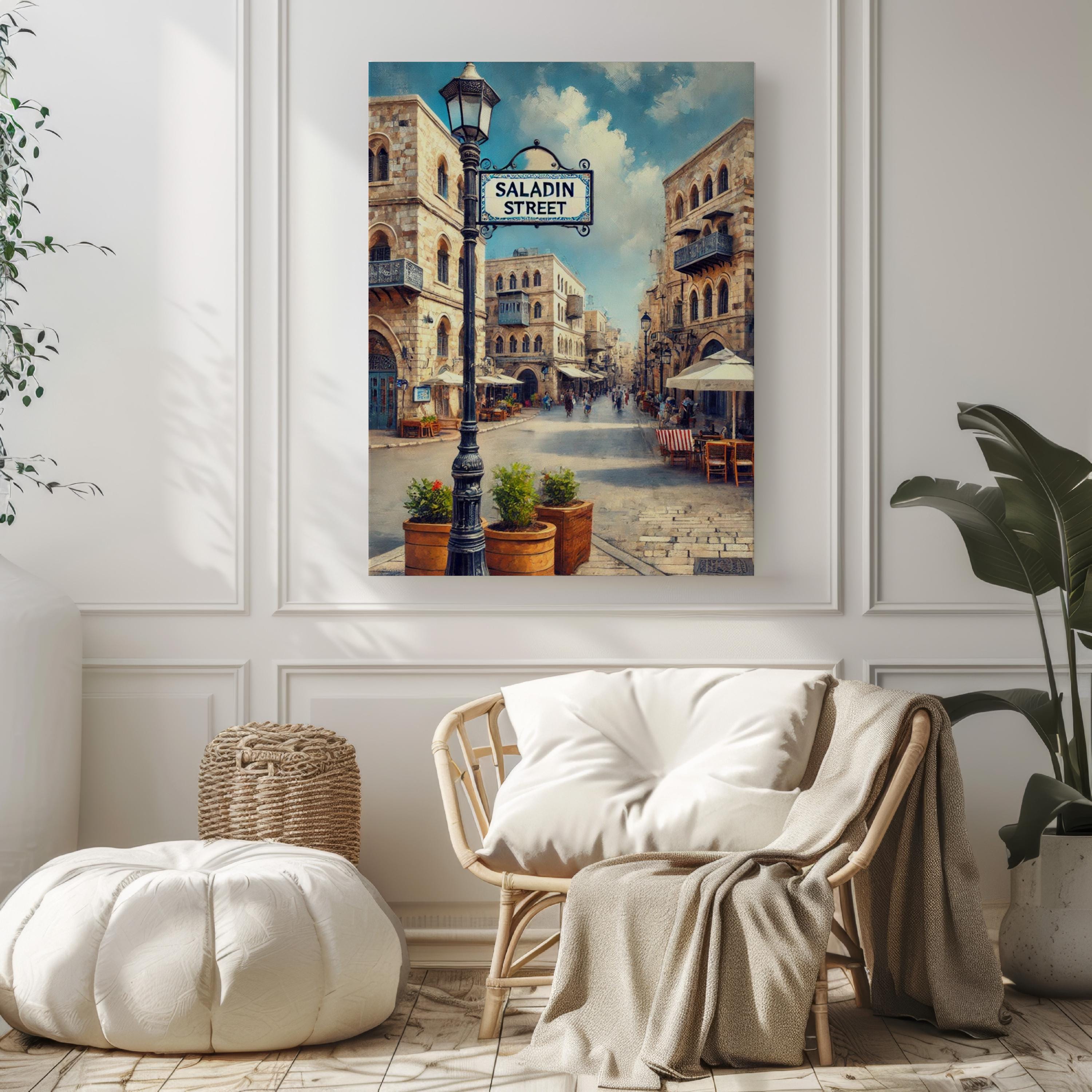 Saladin Street Travel Print - Jerusalem, Israel