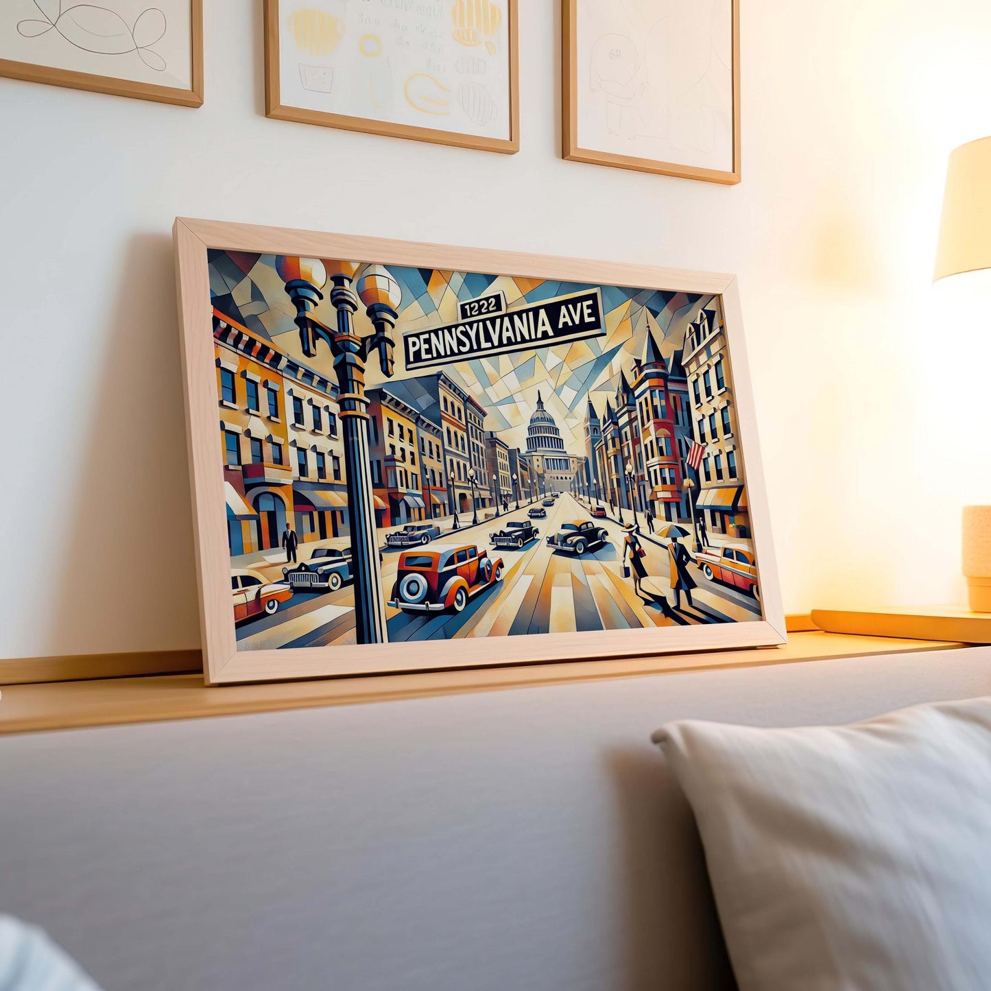 Pennsylvania Ave Wall Art Cubism Print, Washington D.C. Travel Poster, Modern Housewarming Gift, Unique Cityscape Artwork