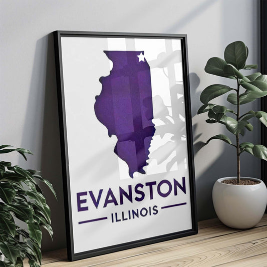 Evanston Print: Illinois Wall Art Travel Decor, College Gift, Housewarming & Home Decoration, Evanston IL Map Poster