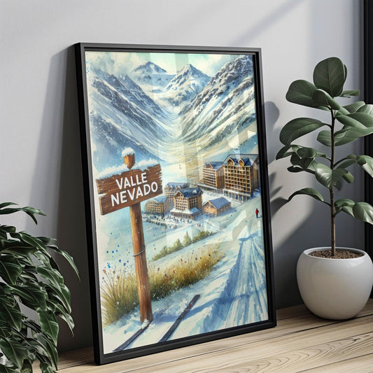 Valle Nevado Ski Resort Print: Chile Andes Mountain Travel Poster