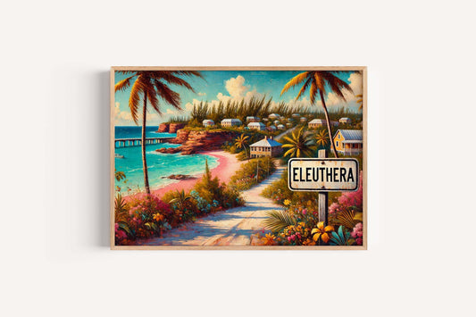 Eleuthera Bahamas Art Print: Tropical Pink Sands Beach Poster