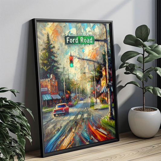 Ford Road Wall Art, Michigan Print, USA Art, “City” Gift, Travel Souvenir, Travel Poster, “State” Art, PERSONALIZED GIFT