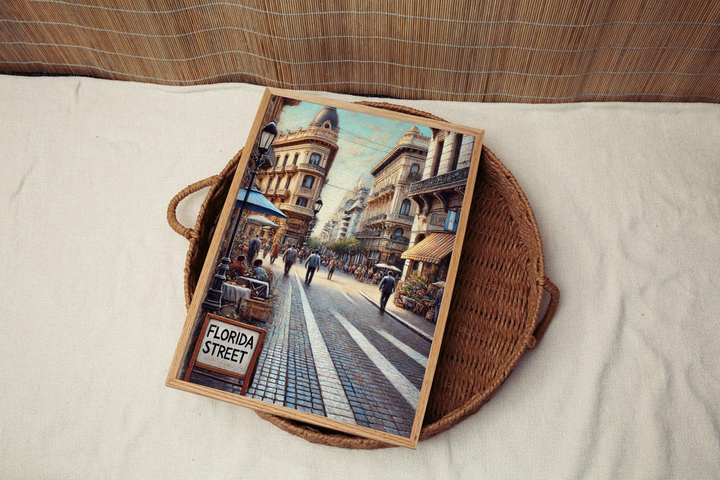 Florida Street Oil Painting Art Print: Buenos Aires Argentina Street Sign Travel Poster