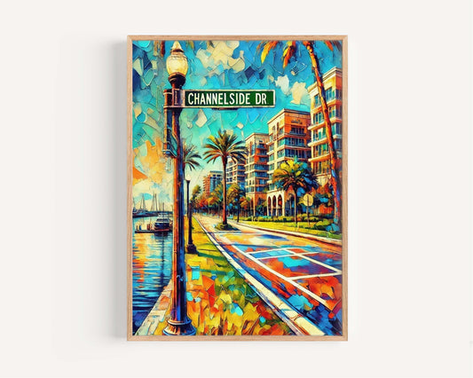 Channelside Drive Wall Art Tampa Florida Travel Print, Channelside Drive Poster for Home Decor & Florida Gift
