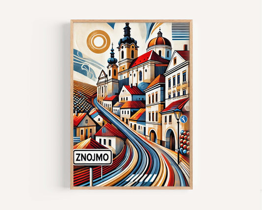 Znojmo Art Travel Poster, Czech Republic Wall Print, Cityscape Home Decor, Travel Gift & Housewarming Artwork, Znojmo City Map Print
