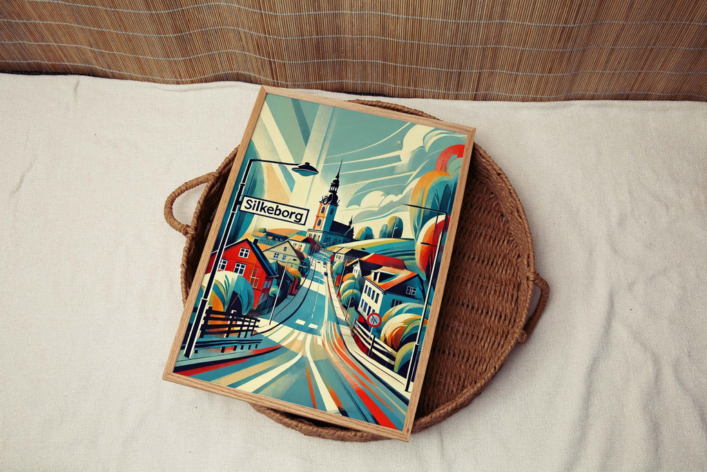 Silkeborg Art Wall Print - Danish Travel Poster, Scandinavian Home Decor, Denmark Housewarming Gift, Modern European Wall Art