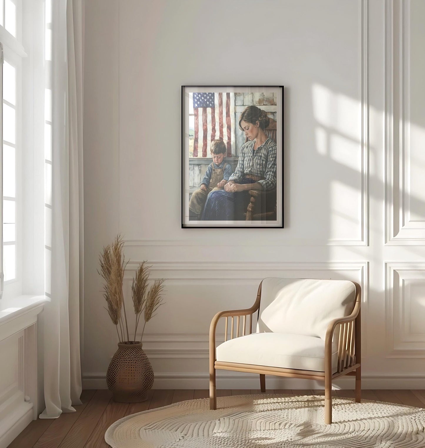 American Family Art | Abstract USA Wall Art, Patriotic United States Poster for Home Decor & Independence Day Decoration