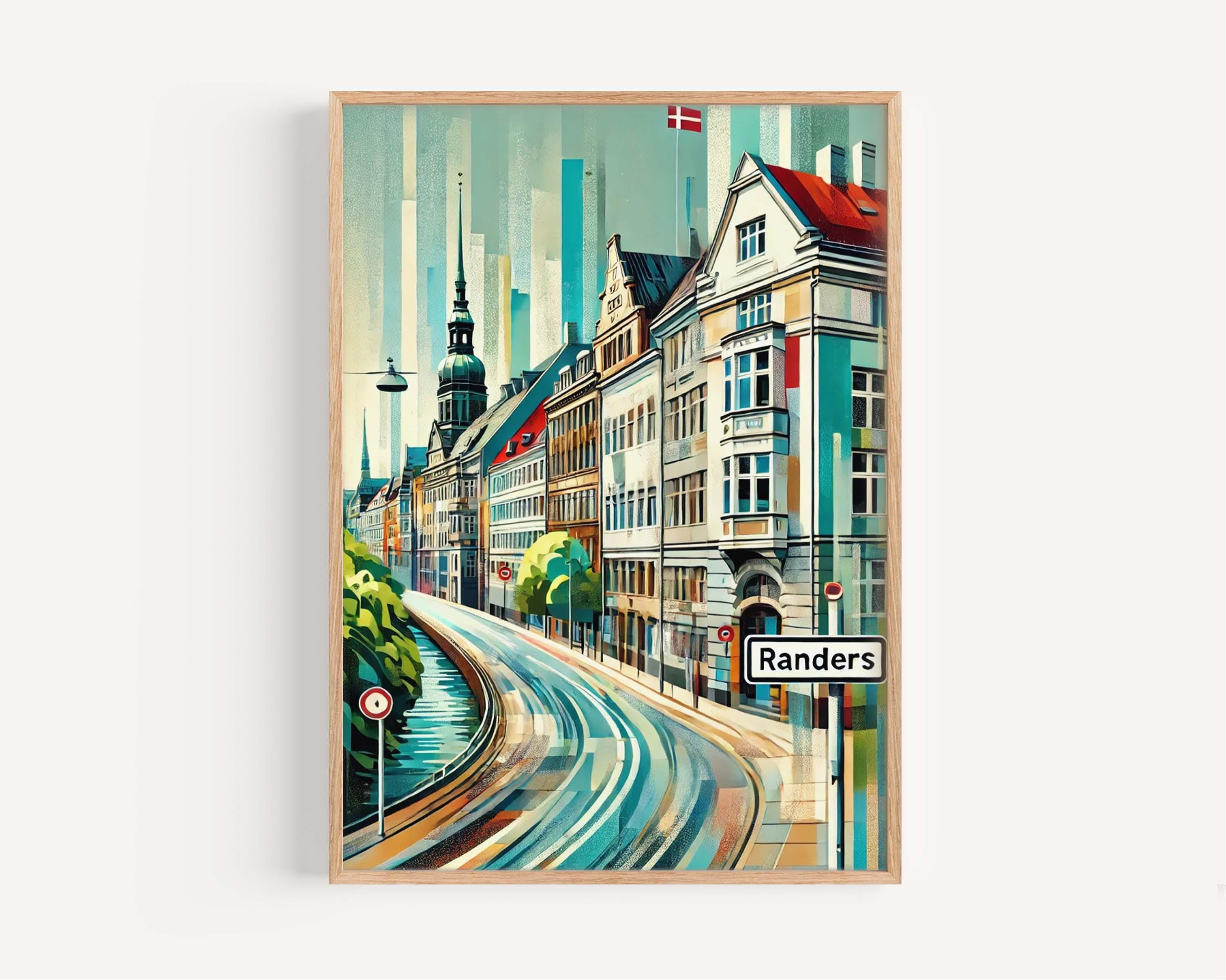 Randers Art Wall Print - Denmark City Travel Poster, European Home Decor, Housewarming Gift, Randers Wall Art Map, Scandinavian Style