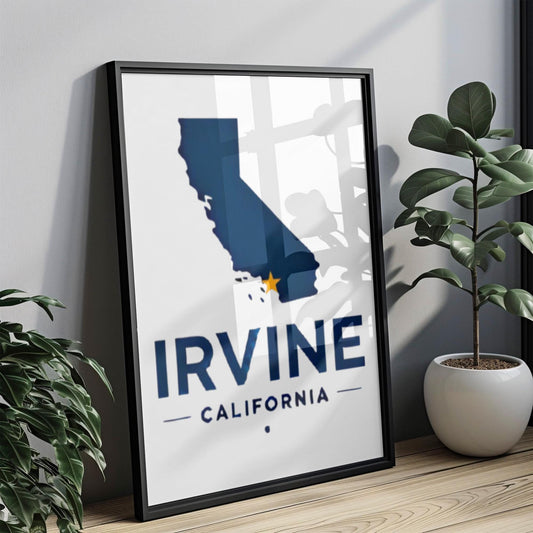 Irvine Wall Art Print - California Travel Decor, Cali Souvenir Gift, Housewarming & College Room Wall Art, Unique CA Home Decoration