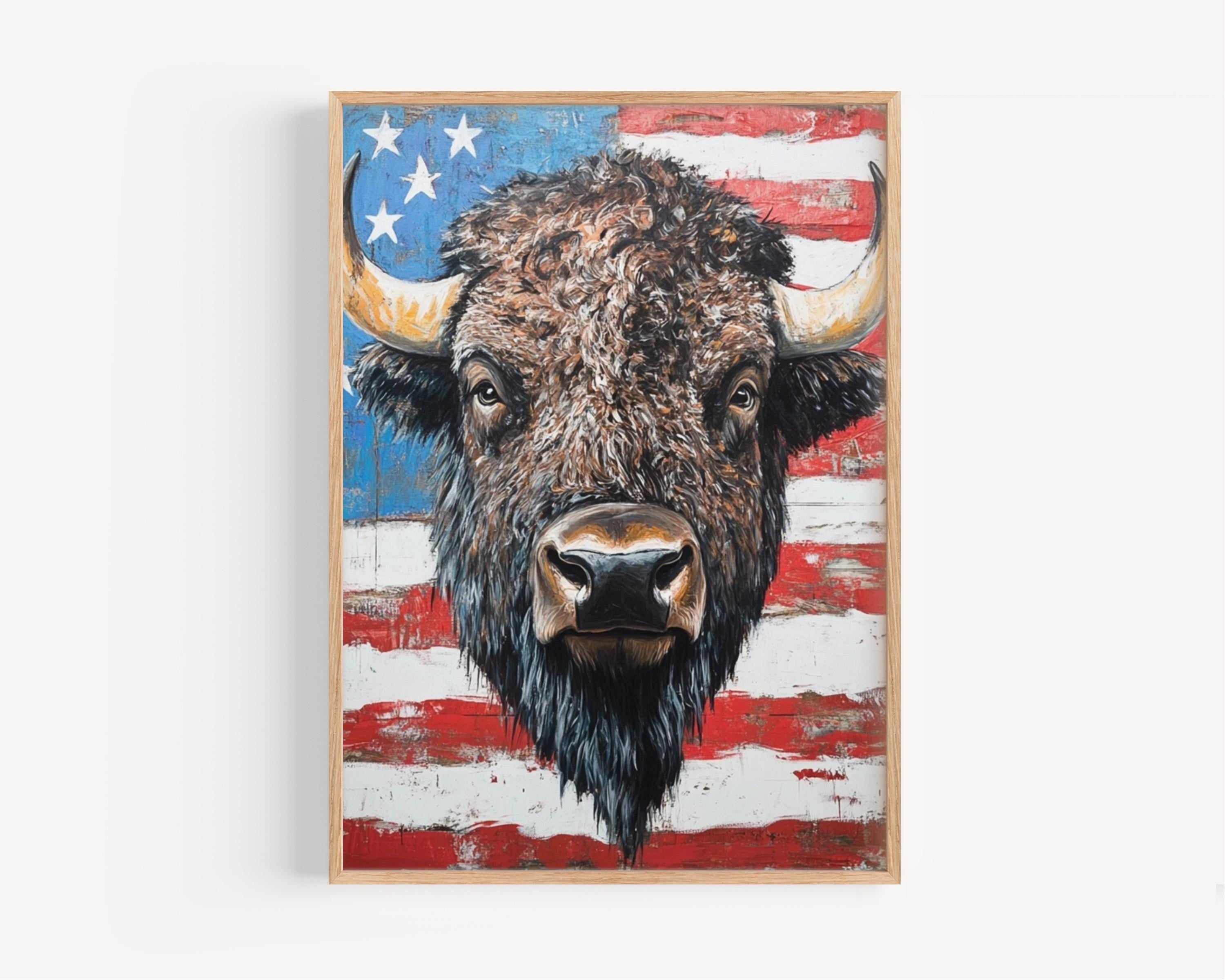 Patriotic Bison Poster Abstract - USA