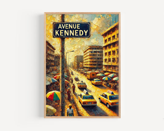 Avenue Kennedy Wall Art | Yaoundé Print | Cameroon Street Sign Artwork | Cityscape Travel Poster | Personalized Gift for Home