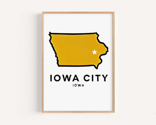 Iowa City Print - Travel Wall Art, Home Decor, College Gift, Housewarming & Iowa Souvenir, Unique Iowa Art for Living Room or Office