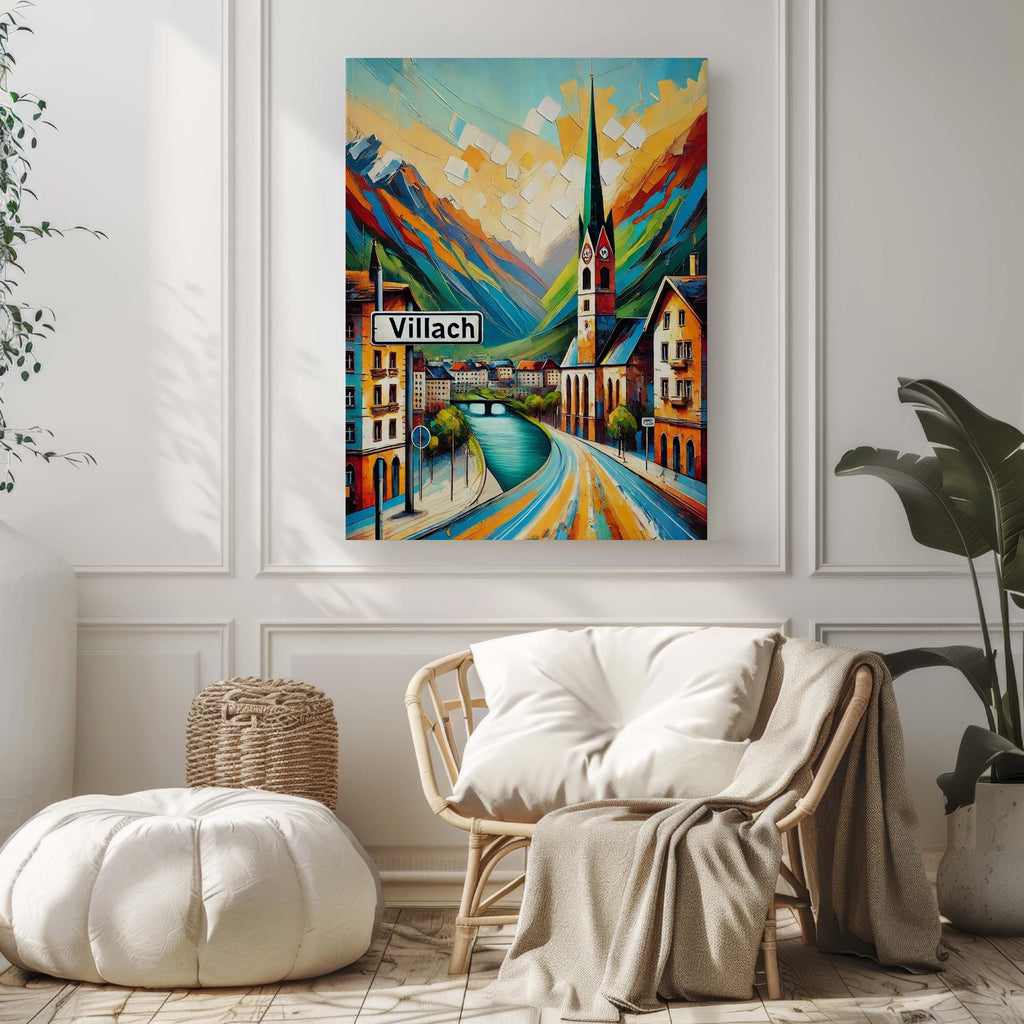 Villach Minimalist Print - Villach, Austria