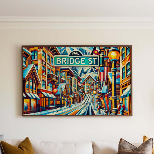 Bridge Street Wall Art Print - Vail Travel Poster, Colorado Gift & Housewarming Decor, Scenic Bridge St Vail Art for Home