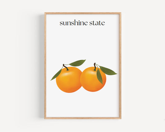 Sunshine State Wall Art Print - Florida Travel Decor, Housewarming Gift, College Dorm & Home Decoration