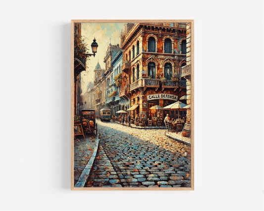 Argentina Art, Calle Defensa Wall Art, Buenos Aires Print, Travel Souvenir, City Decor, Historic Streets, Vibrant Market Scene