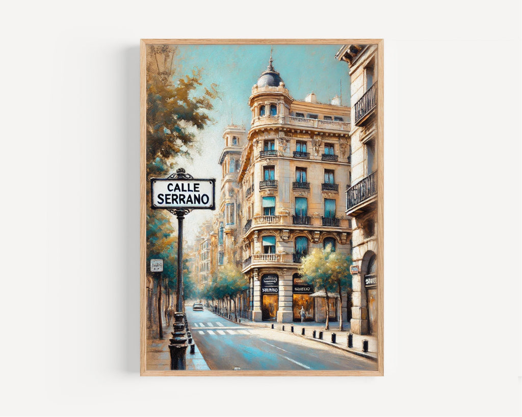 Calle Serrano Street Sign Art: Madrid Salamanca District Travel Poster