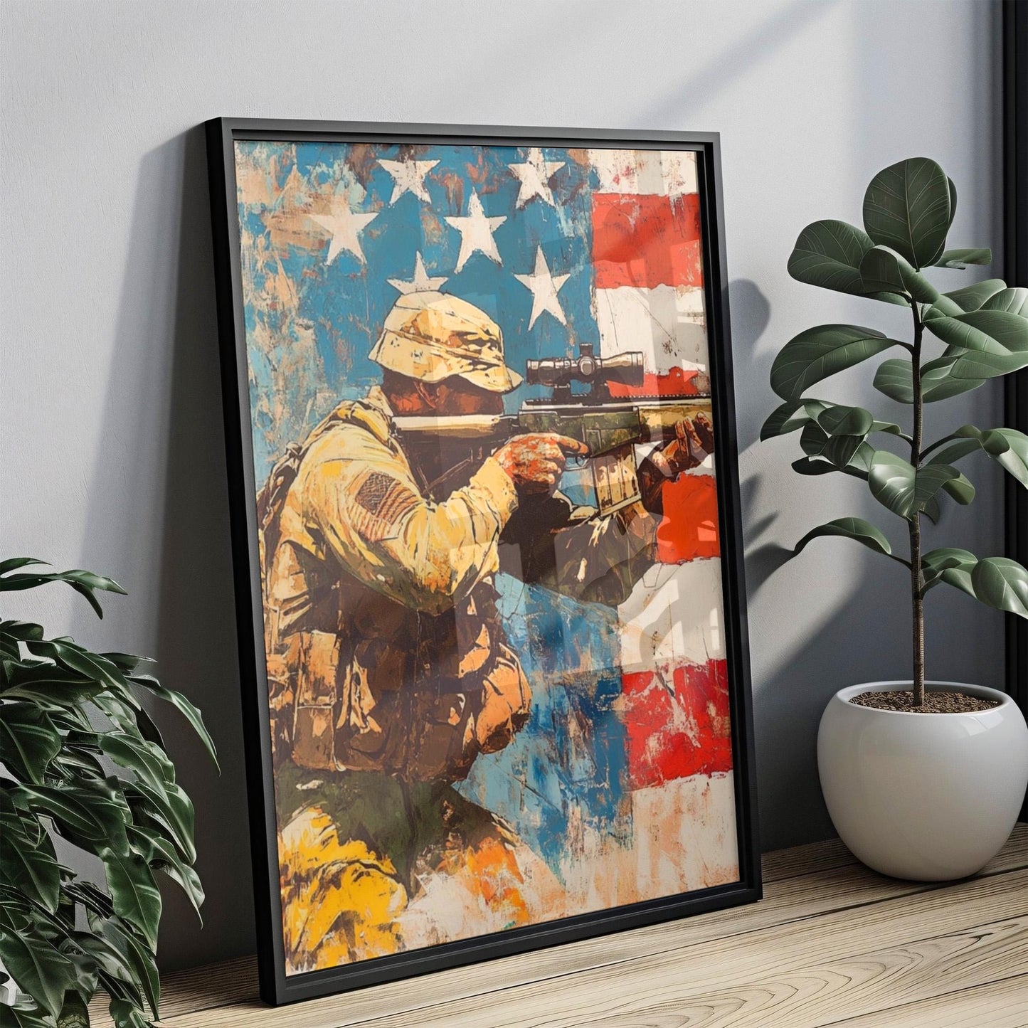 War Art Abstract USA Wall Art Patriotic American Independence Poster United States Home Decor