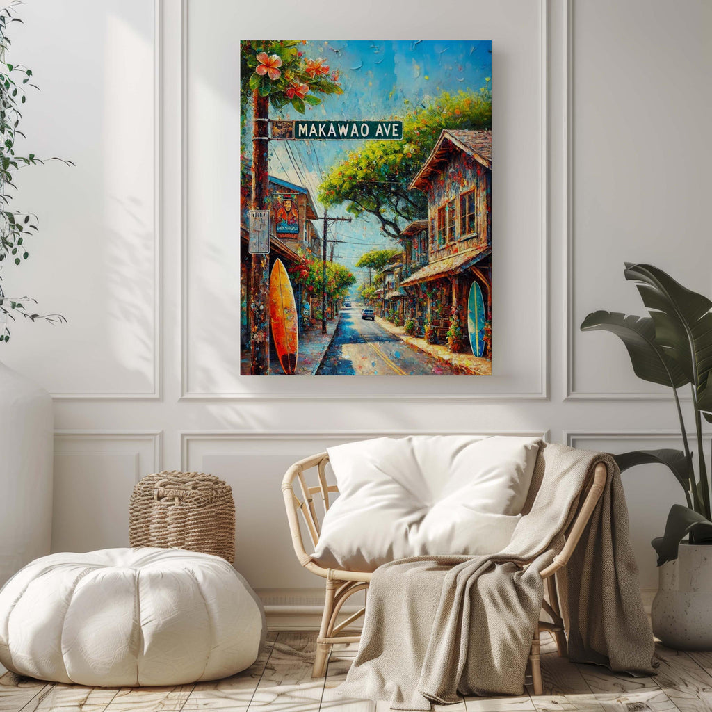 Makawao Ave Print - Maui Wall Art, Hawaii Travel Poster, Makawao Avenue Decor, Housewarming Gift, Honolulu & Maui Artwork