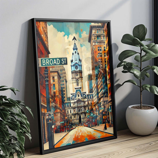 Broad St Print Philadelphia Wall Art, Broad Street Travel Poster, Philly Gift, Pennsylvania Housewarming Artwork, City Map Decor