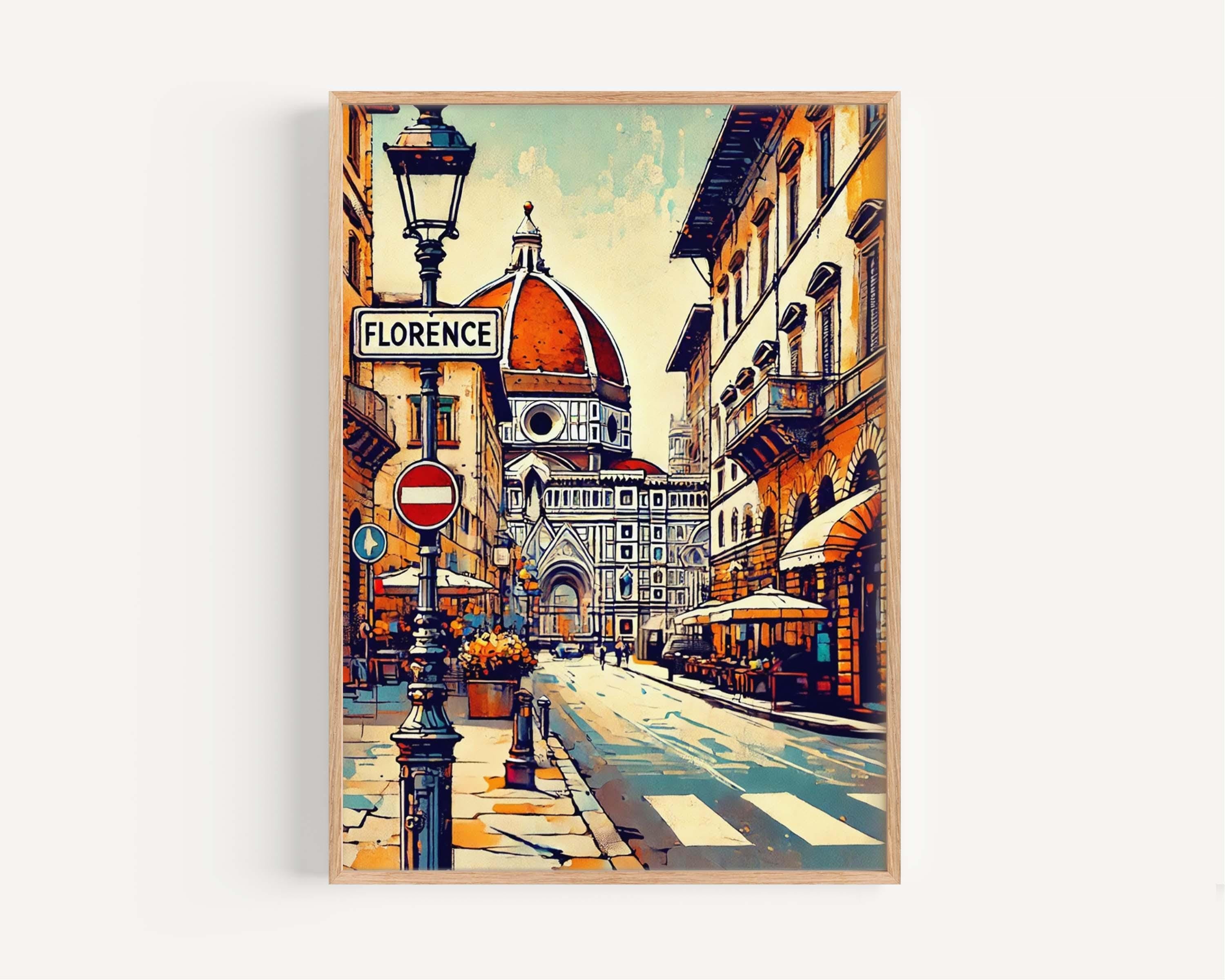 Florence Art Print - Vintage Italy Travel Poster, European Wall Art, Italian Gift & Housewarming Decor, Florence Italy Artwork