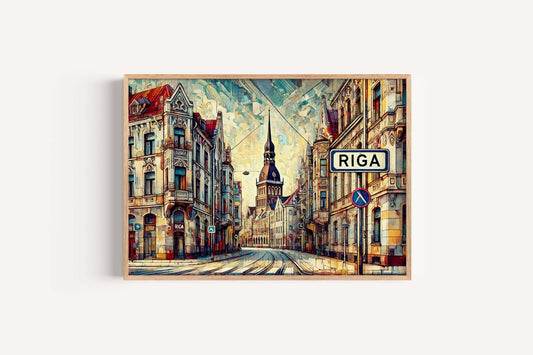 Handmade Riga Latvia Cityscape Wall Art - Baltic Decor