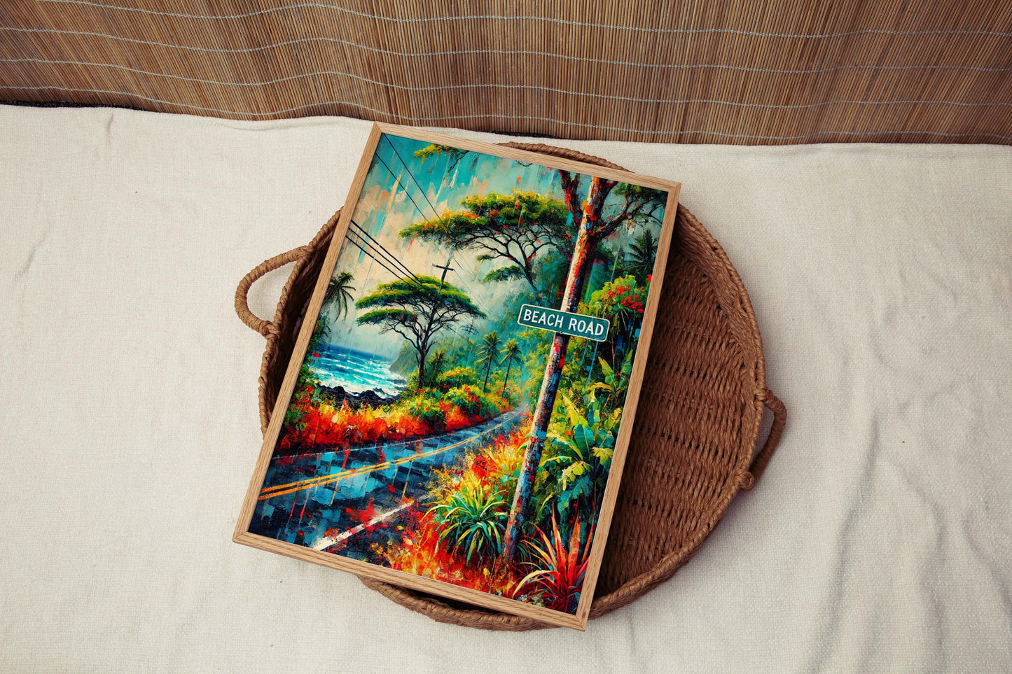 Puna District Art Beach Road Wall Art Print - Hawaii Travel Poster, Big Island Gift, Tropical Home Decor, Housewarming Gift