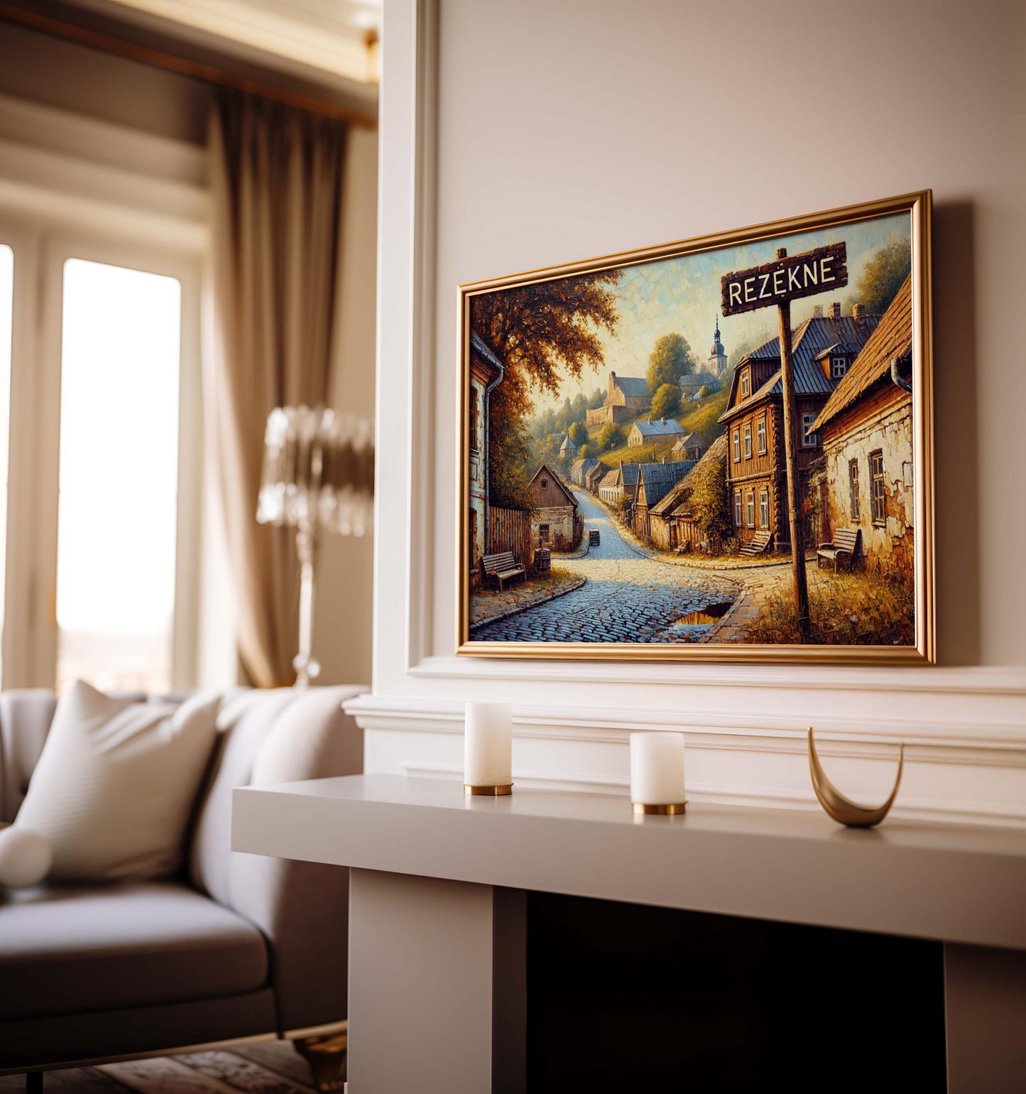 Rezekne Latvia Art Print: Baltic Folk Art Travel Souvenir