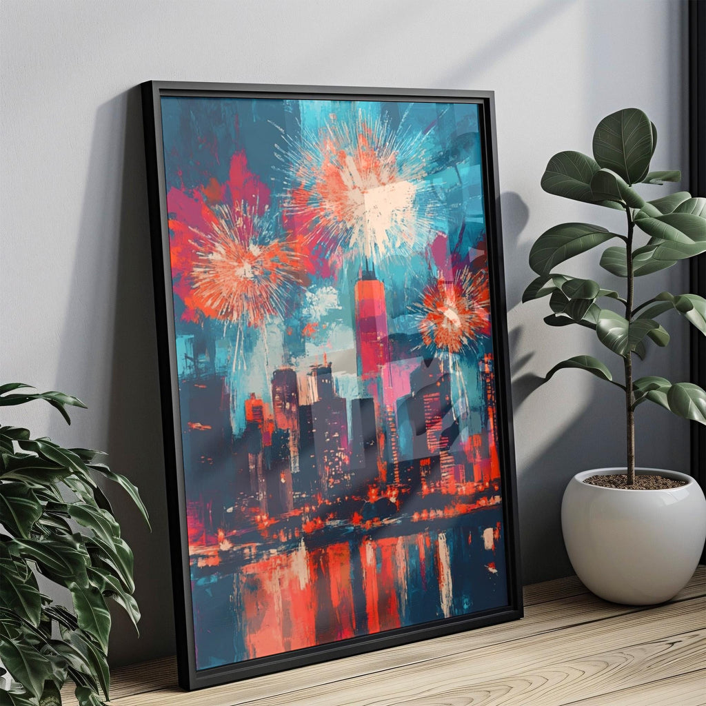 Patriotic NYC Skyline | Abstract Wall Art | Patriotic Wall Art | USA Poster | United States | American Independence Artwork for Home Decor