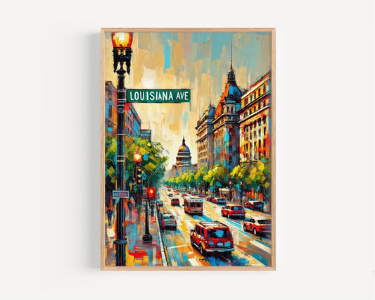 Louisiana Avenue Wall Art Print - Washington DC Travel Poster, USA Gift, Housewarming Decor, Louisiana Ave Artwork