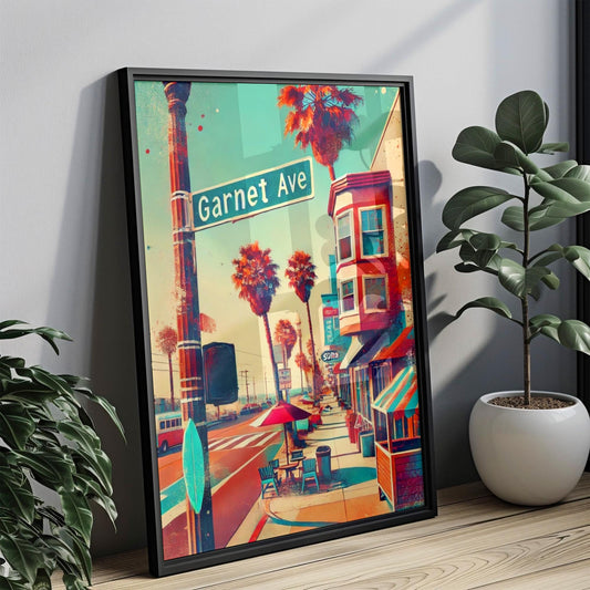Wall Art Garnet Avenue Print Pacific Beach Travel Poster California Gift Housewarming Coastal Decor