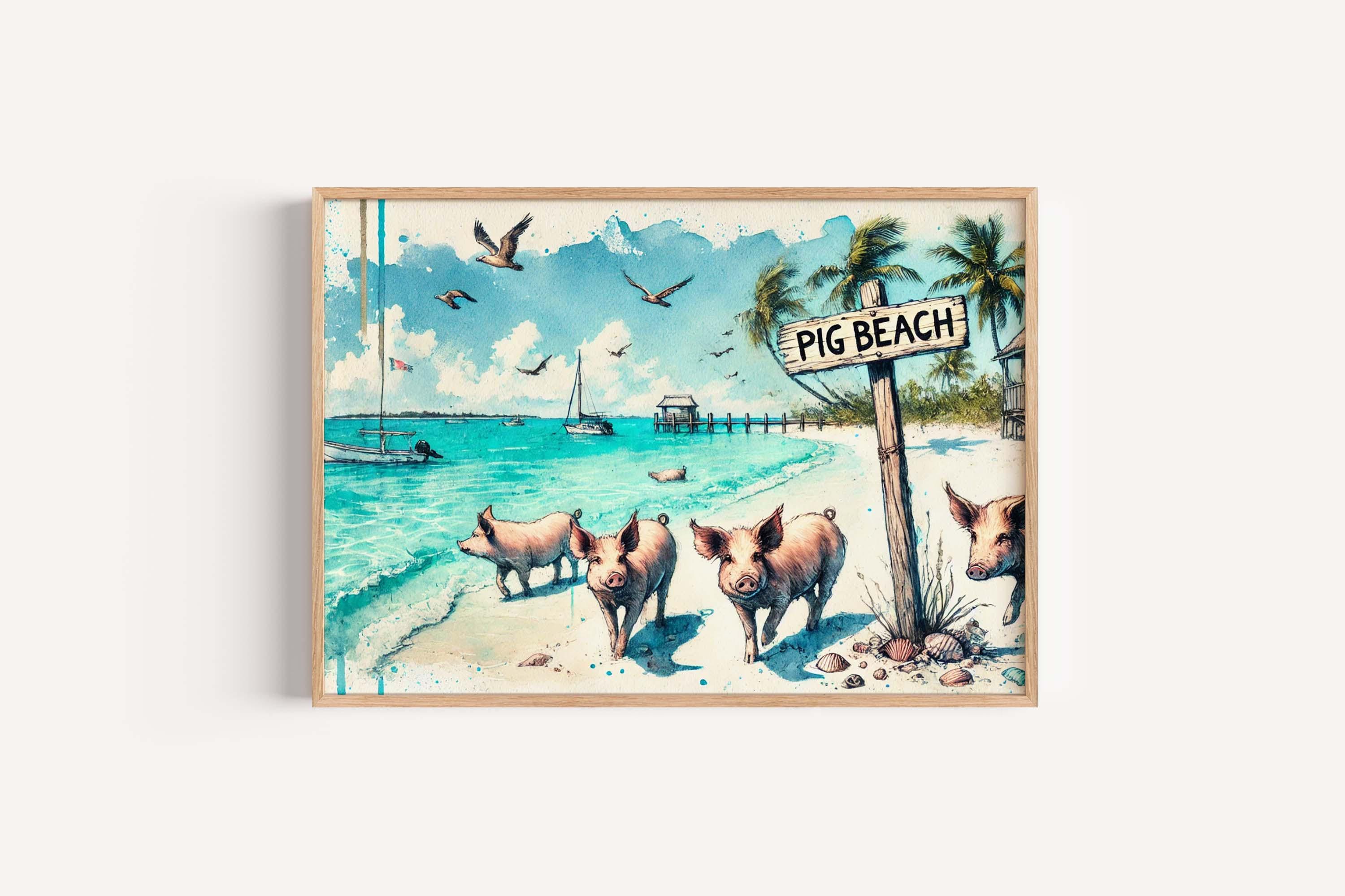 Pig Beach Coastal Print - Exuma, Bahamas