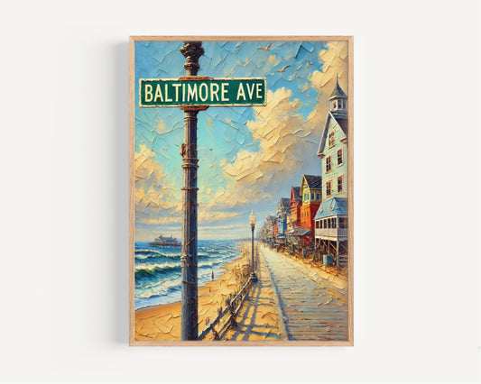 Baltimore Avenue Wall Art, Rehoboth Beach Print, Delaware Art, “City” Gift, Travel Souvenir, Travel Poster,  “State” Art, PERSONALIZED GIFT