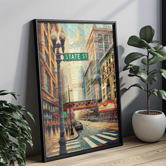 Illinois State St Wall Art - Chicago Travel Print, Illinois Gift, Housewarming Decor, Urban City Poster, Midwest Artwork