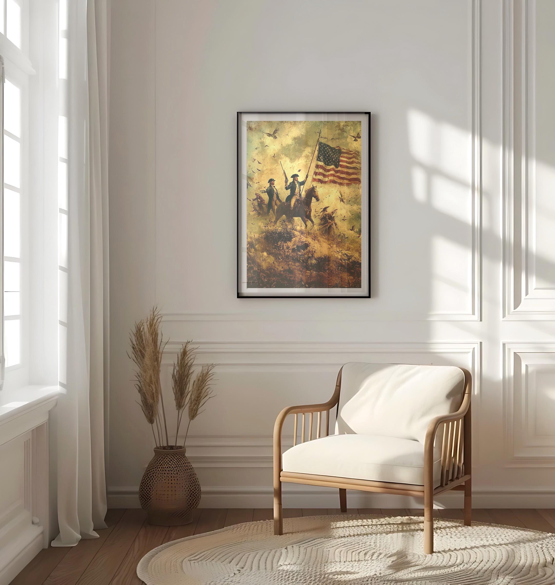 Abstract American War USA Wall Art – Patriotic United States Independence Poster for Home Decor