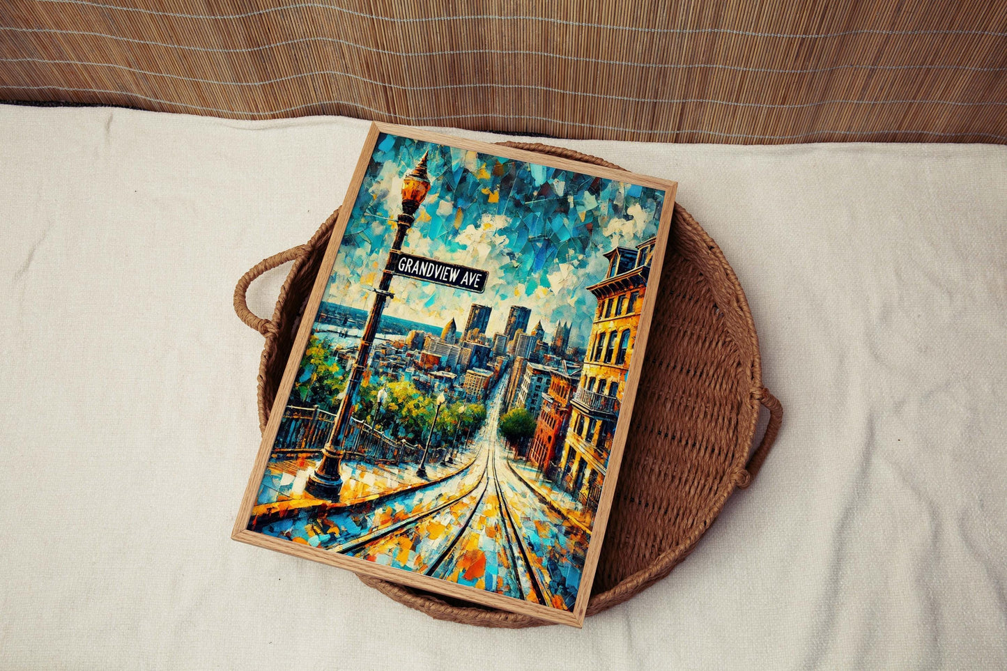 Grandview Ave Print - Pittsburgh Wall Art, Travel Poster, PA Gift, Housewarming Decor, City Skyline Illustration, Modern Home Artwork