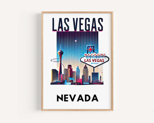 Las Vegas Print Vintage Travel Wall Art, Nevada Gambling Poster, Home Decor & Gift for Housewarming or College Room